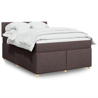 vidaXL Cama Box Spring Con Colch&oacute;n Tela Marr&oacute;n Oscuro 160x200 Cm Vidaxl