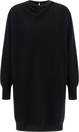 Brunello Cucinelli Black Textured Crew Neck Mini Dress