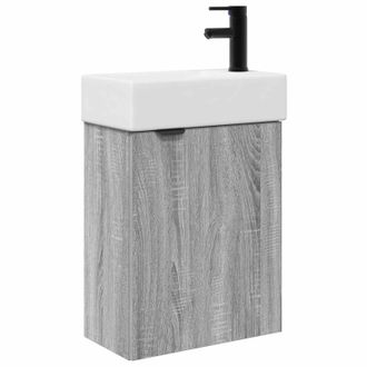 vidaXL M&oacute;dulo De Ba&ntilde;o Con Grifer&iacute;a Sonoma Gris 45,5 X 22,5 X 84 Cm Vidaxl