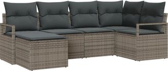 vidaXL Sofa Set 6 pcs Grey Poly Rattan vidaXL