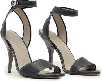 AllSaints Vera Leather Ankle Strap Sandal in Black at Nordstrom, Size 11