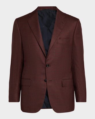 Kiton Men & apos;s Soft Cashmere Micro-Check Sport Coat