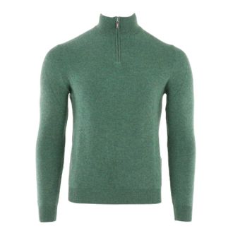 Fedeli Mens Honeycomb Cashmere Quarter Zip In Arete