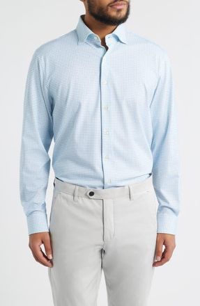 Johnnie-O Albro Top Shelf Gingham Check Cotton Blend Button-Up Shirt in Gulf Blue at Nordstrom, Size Xx-Large