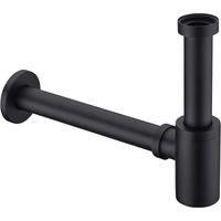OEM Desag&uuml;e De Lavabo De Lat&oacute;n Con Sif&oacute;n En P Y Junta Deslizante Ajustable De 3,2 Cm, Desag&uuml;e Decorativo De Pared, Negro Mate