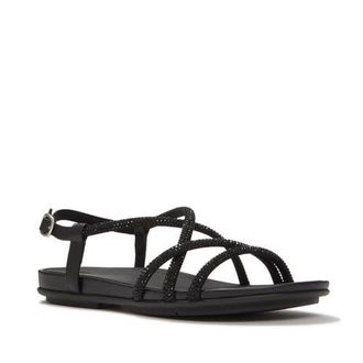 FitFlop Gracie Crystal Strappy Sandal in All Black at Nordstrom, Size 10