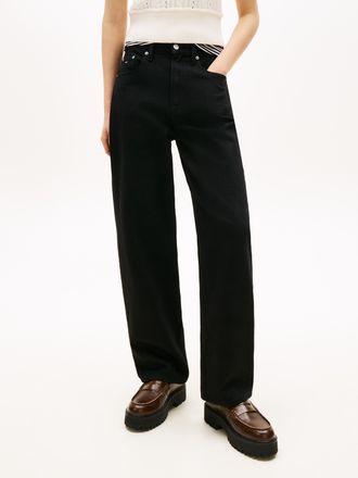 Tommy Jeans Straight-Jeans TOMMY JEANS LAYLA HR SLIM STR, Damen, Gr. 25, L&auml;nge 28, denim schwarz, Denim/Jeans, Obermaterial: 99% Baumwolle, 1% Elasthan, unifarben