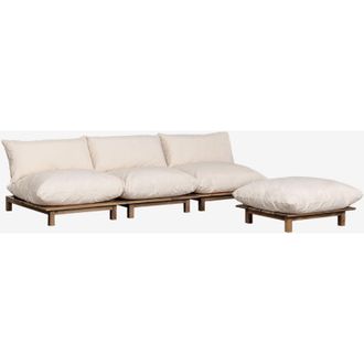 Sklum Sklum - Sof&aacute; Modular Reclinable De Jard&iacute;n De 3 Piezas Con Puff En Madera De Acacia Brina