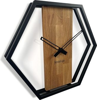 OEM Reloj De Pared De Madera Para Sal&oacute;n Loft Hexagon 50 Cm
