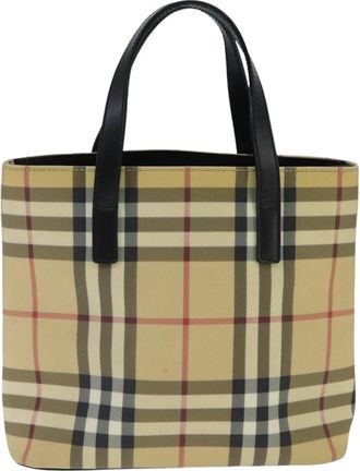 Burberry Nova Check Beige Canvas Handbag (Pre-Owned)