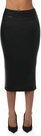 Naked Wardrobe Faux Leather Midi Skirt in Black at Nordstrom Rack, Size X-Large