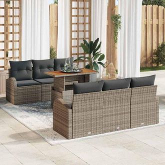 vidaXL Conjunto De Sof&aacute; De Jard&iacute;n 7 Pcs Gris 100 X 55 X 73 Cm Vidaxl