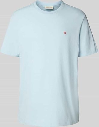 Calvin Klein Jeans T-Shirt mit geripptem Rundhalsausschnitt in Hellblau, Größe XXL