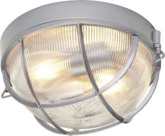 Netlighting Marina 2 Light Bathroom Flush Mount Ceiling Light Silver IP44 E27