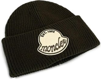 Moncler Berretto a coste con applicazione - Verde