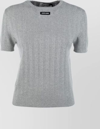 Miu Miu knitwear crew neck ribbed texture short sleeves