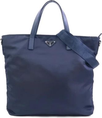 Prada Pre-owned Leather prada-bags - Dames - Vintage Shopper - Blauw - ONE Size - Leer - Vintage