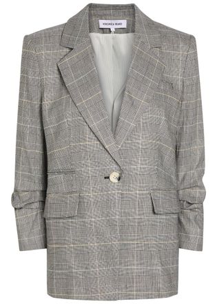 Veronica Beard Battista Checked Linen-blend Blazer - Black - 4 (UK8 / S)