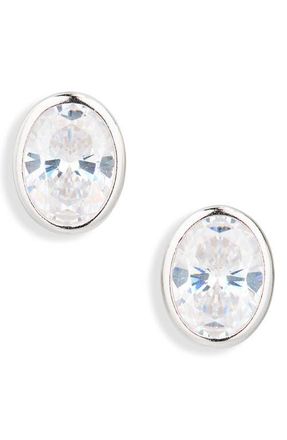 Shashi Cubic Zirconia Stud Earrings in Silver at Nordstrom