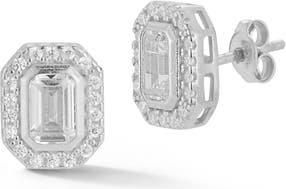 Glaze Jewelry Cubic Zirconia Halo Stud Earrings in Silver at Nordstrom Rack