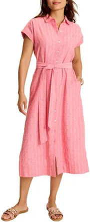 Tommy Bahama Textured Dobby Midi Shirtdress in Havana at Nordstrom, Size X-Small