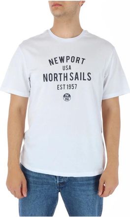 North Sails Blauw Kortemouw Ronde Hals T-shirt - Heren - T-shirts - Wit - M - Katoen - Tops