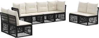 vidaXL Conjunto De Sof&aacute;s De Jard&iacute;n 8 Uds. Negro Rat&aacute;n Sint&eacute;tico Vidaxl