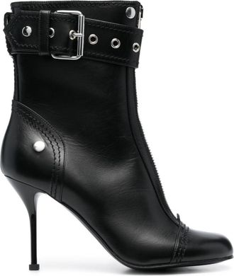 Alexander McQueen Black Buckle Ankle Boots