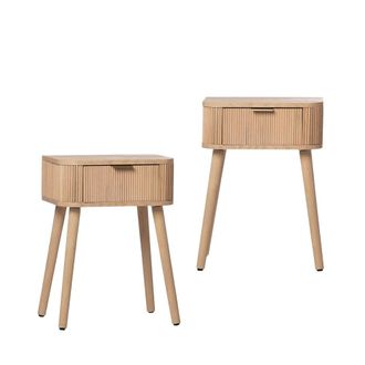 Klast Pack 2 mesitas de noche efecto madera natural 40 x 55 cm