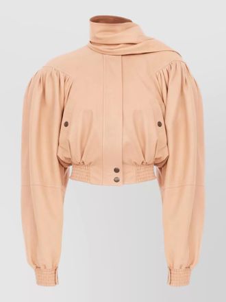 Chlo&eacute; lamb leather cropped single-breasted jacket