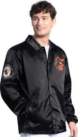 Starter Mens Starter Black Baltimore Orioles Cooperstown Collection Point Man Full-Snap Coaches Jacket at Nordstrom, Size 4X-Large