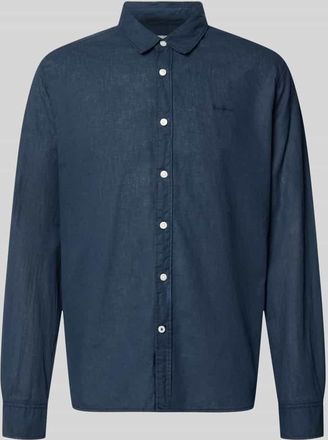Pepe Jeans London Regular Fit Freizeithemd aus Leinen-Baumwoll-Mix Modell PAYTON in Dunkelblau, Gr&ouml;&szlig;e XXL