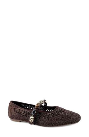 Kenneth Cole Zeta Stones Embellished Knit Ballet Flat in Brown Knit at Nordstrom, Size 9.5