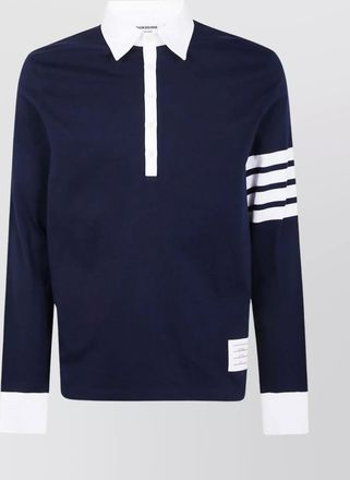 Thom Browne long sleeve rugby shirt with striped detail