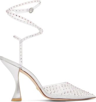 Stuart Weitzman 100 mm Glam Xcurve verfraaide pumps - Wit