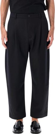 STUDIO NICHOLSON Relaxed Wide-Leg Cropped Tuck Pants