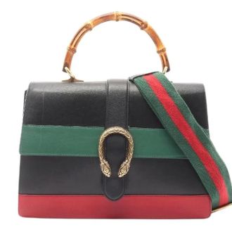 Gucci Vintage, unisex, Veelkleurig, ONE Size, Leer, Pre-owned Bamboo Dionysus Leren Handtas