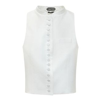 Tom Ford Shirts, female, White, Size: M Pique Petite Waistcoat