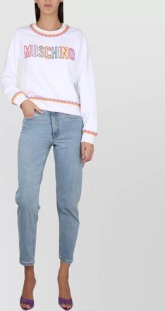 Moschino ribbed cuffs cropped crewneck sweatshirt