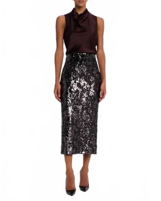 Veronica Beard Koa Sequined Midi Skirt In Dark Currant