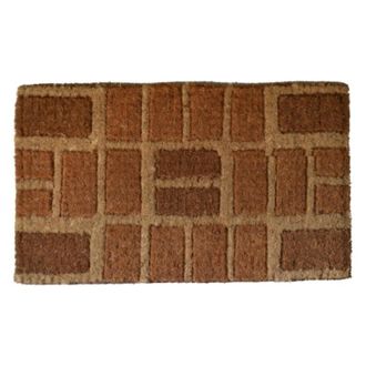 Imports Decor Brown Brick Pattern Handcrafted Door Mat, Geometric Woven Entryway Rug, Durable Indoor Outdoor Floor Mat
