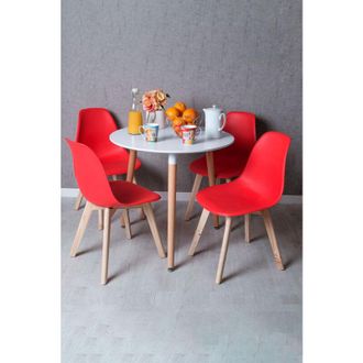 Regalos Miguel Regalos Miguel - Descuento Extra - Conjunto Mesa Tower Redonda 80 Cm Blanca Y Pack 4 Sillas Kelen - Rojo