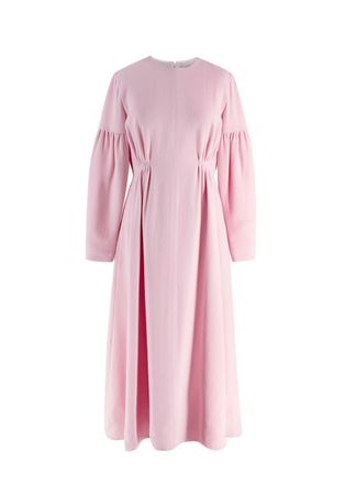 Emilia Wickstead Pink Long Sleeve Midi Dress Size S