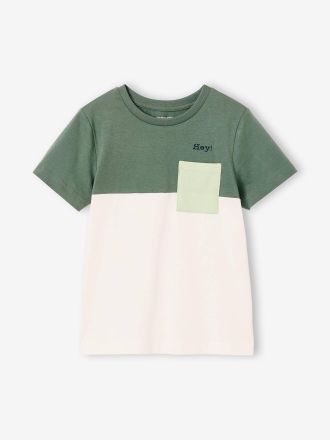 Vertbaudet T-shirt gar&ccedil;on coloblock manches courtes vert anglais