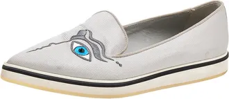 Nicholas Kirkwood Silver Fabric Eye Motif Iris Slip On Loafers