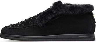 Loriblu Crystal-embellished Suede Loafer - Dames - Winterlaarzen - Zwart - 37 EU - Leer - Schoenen