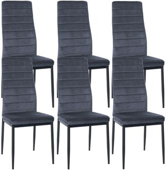 Clp Clp - Set De 6 Sillas De Comedor Mayfair Gris Claro Terciopelo