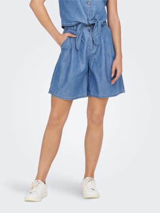 Only Bermudas ONLY ONLBEA HW LONG DNM SHORTS BJ, Damen, Gr. XS (34), N-Gr, blau (medium blau denim), Denim/Jeans, Obermaterial: 65% Baumwolle, 35% Lyocell,