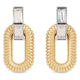 Paco Rabanne Rhinestone Link Earrings Gold Strass