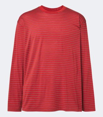 Auralee Striped wool T-shirt